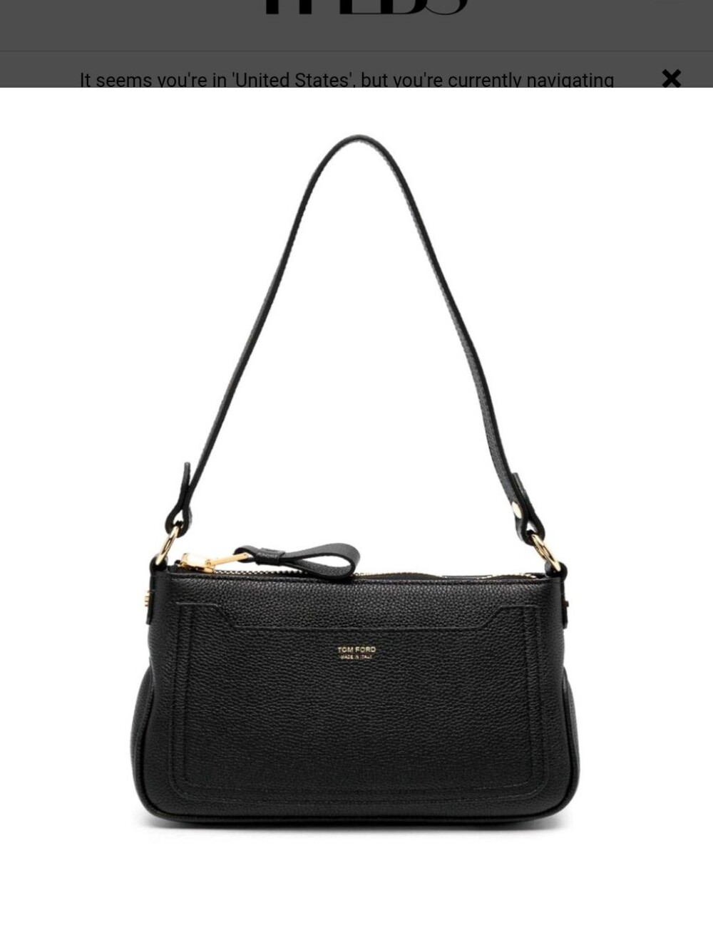 Tom Ford Black Leather Shoulder Hobo with Gold Hardware
